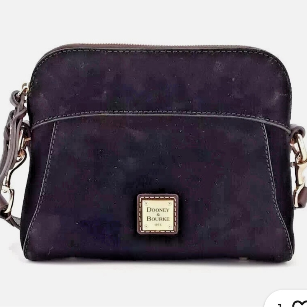 Dooney & Bourke Florentine Black Suede Cameron Crossbody Bag with Gold Design